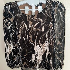 Vici Black and White Swirl Blouse